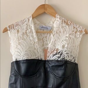 NWT Choosy vegan leather corset w/ lace lining